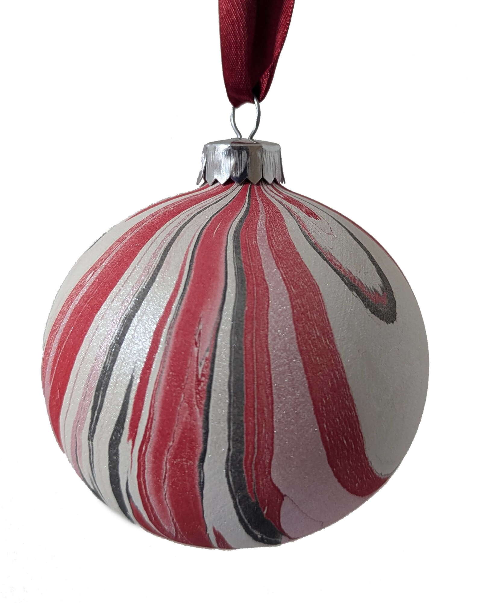 Luxury Marbled Christmas Bauble | Red, Pink and Black