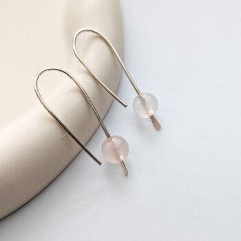 Rose Quartz Open Hoops - Sterling Silver