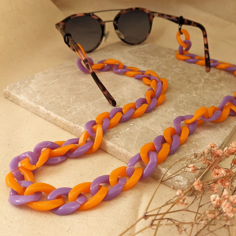 Lilac and Orange Chunky Acrylic Glasses Chain
