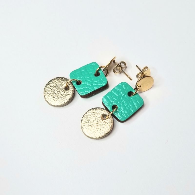 Turquoise and Gold Dangly Earrings