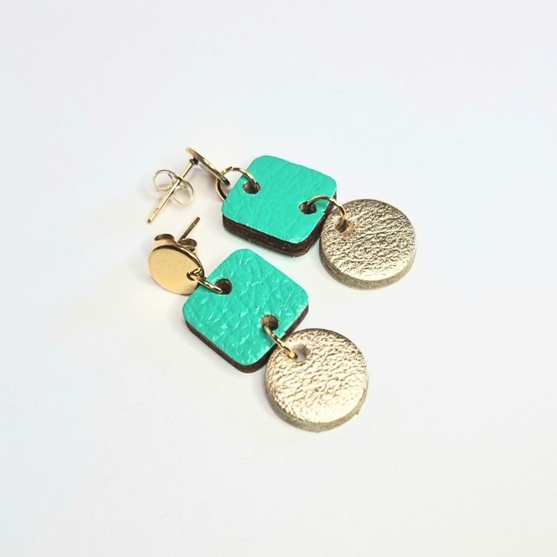 Turquoise and Gold Dangly Earrings