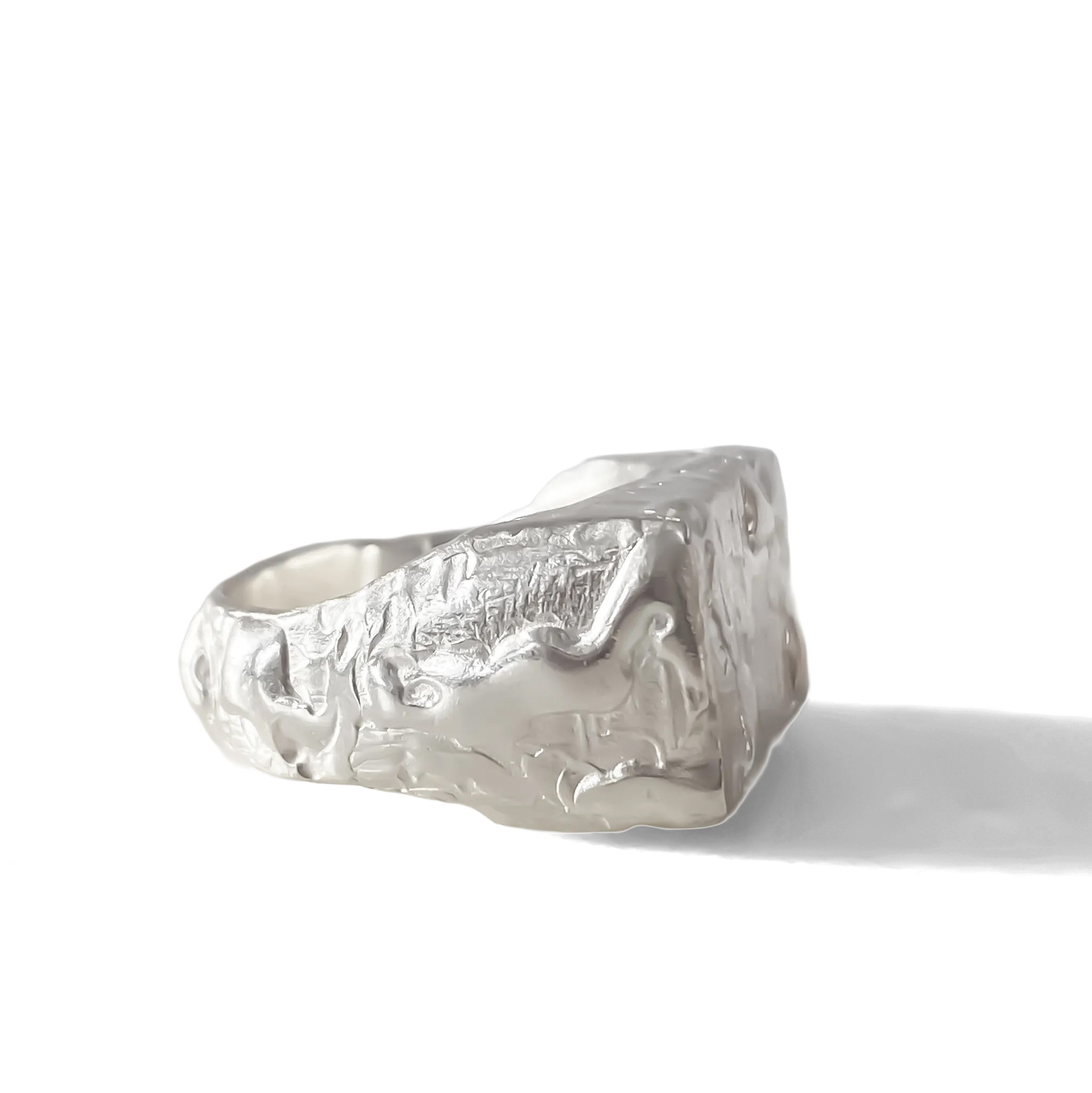 Rosa Signet Ring bubble texture silver statement ring main product image
