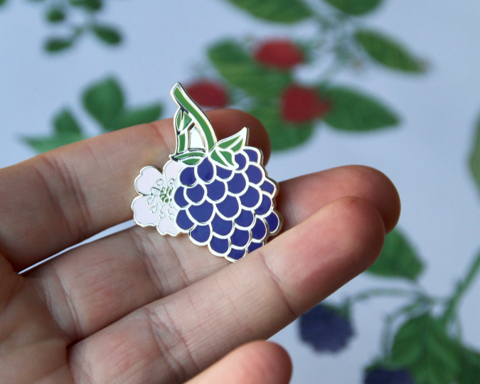 blackberry enamel pin