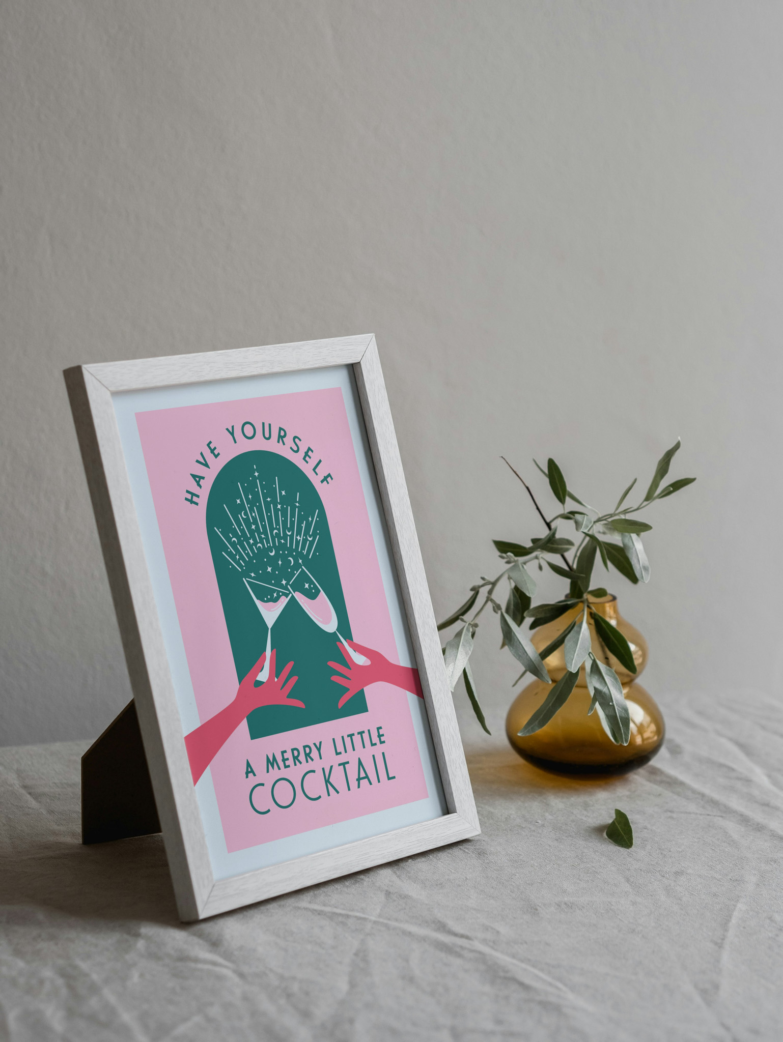 Have yourself a Merry Little Cocktail Christmas Bar Cart Print