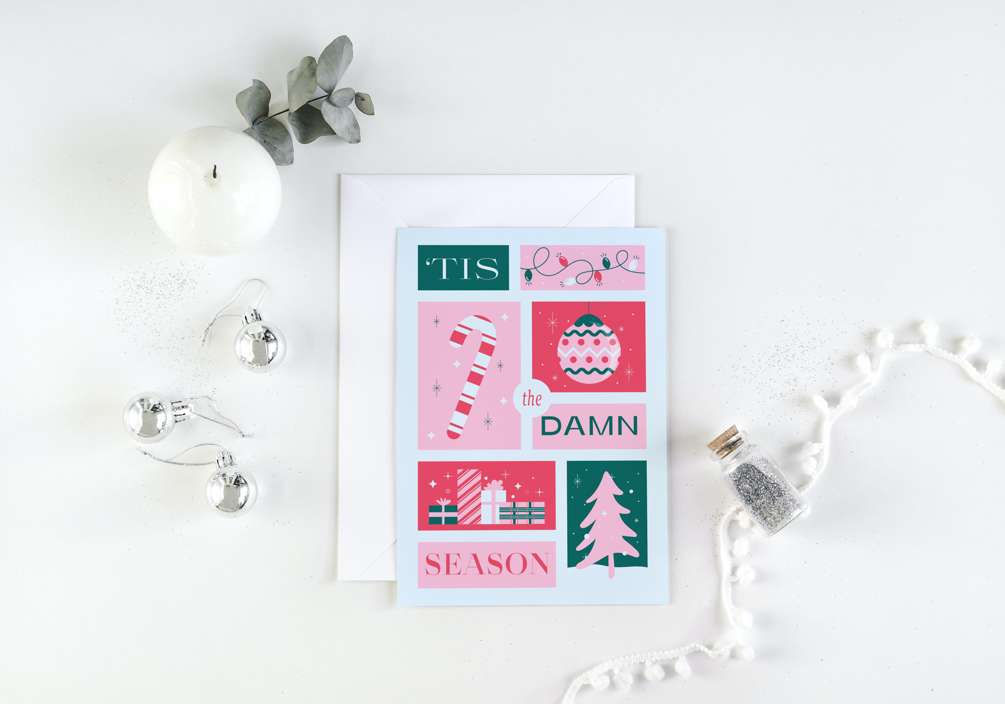 'Tis the Damn Season Retro Christmas Card