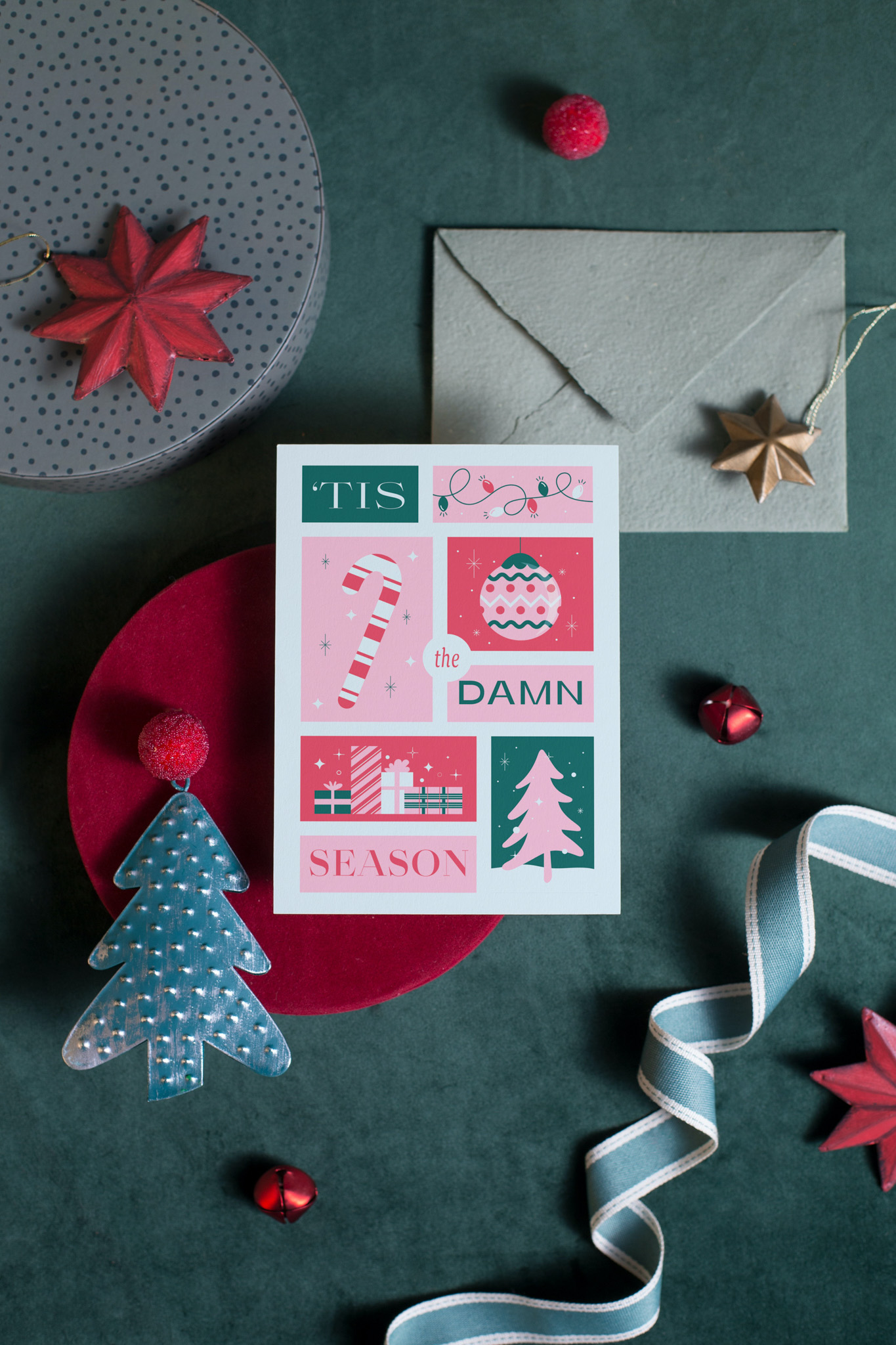 'Tis the Damn Season Retro Christmas Card