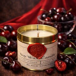 Black Cherry Gold Tin cherries single Black Cherry Candle
