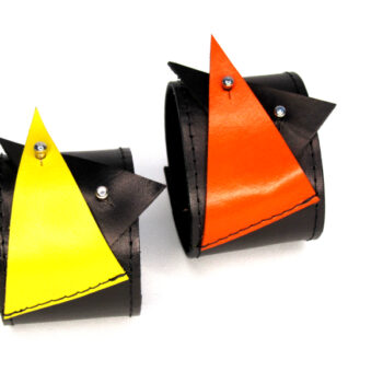 Upcycled Geometric leather cuff