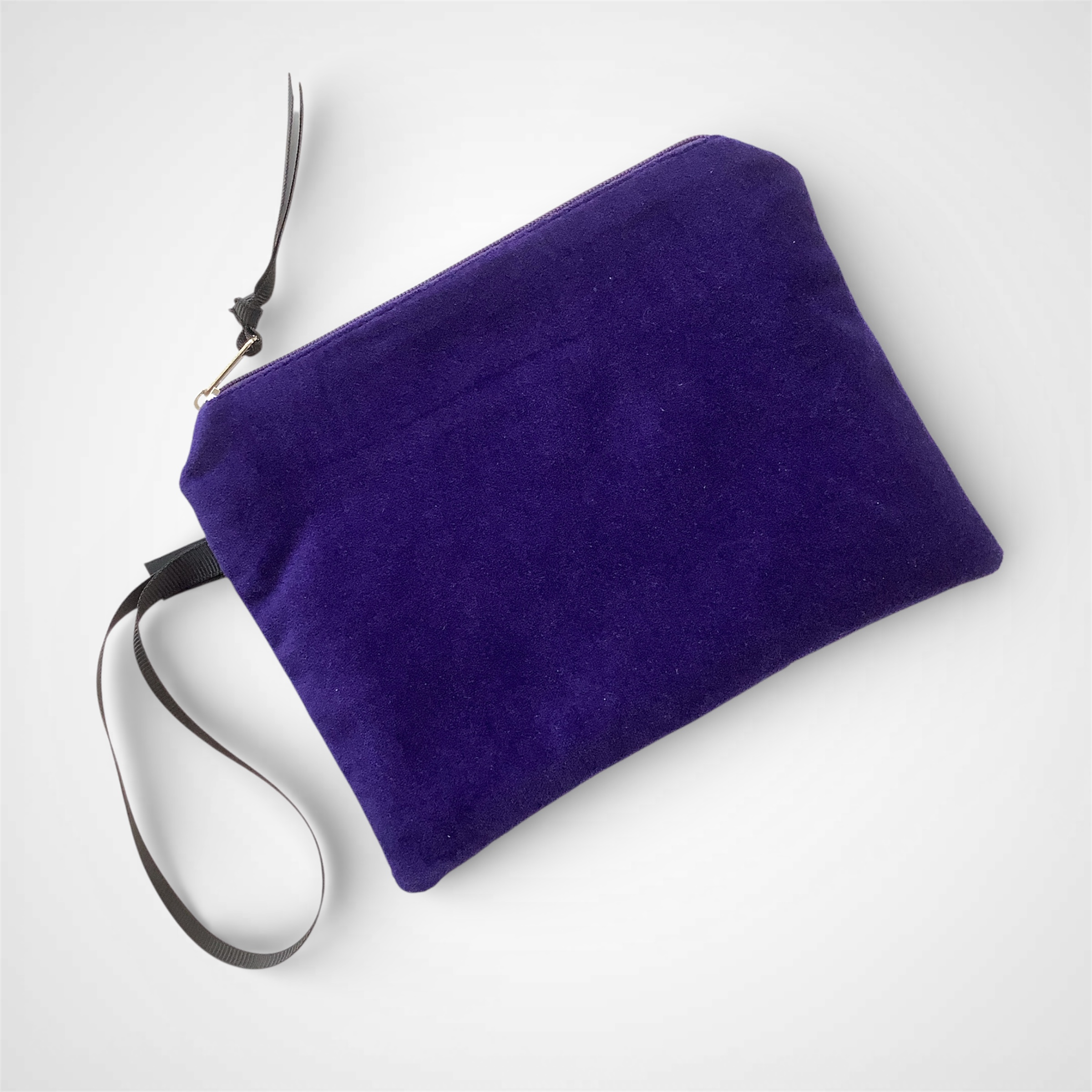 Purple Sun and Moon Velvet Zip-Up Pouch