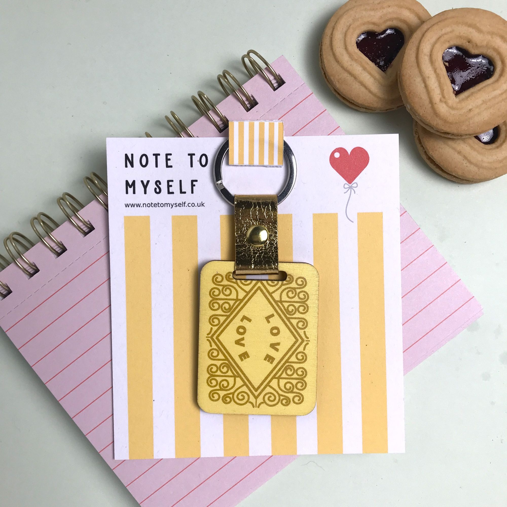 Wooden Custard Cream Keychain