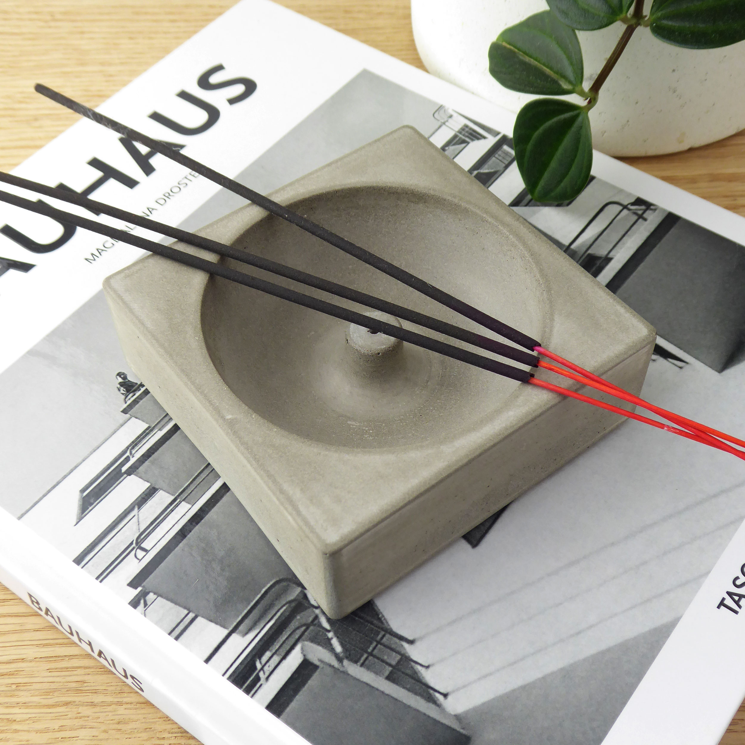 Handmade concrete incense holder
