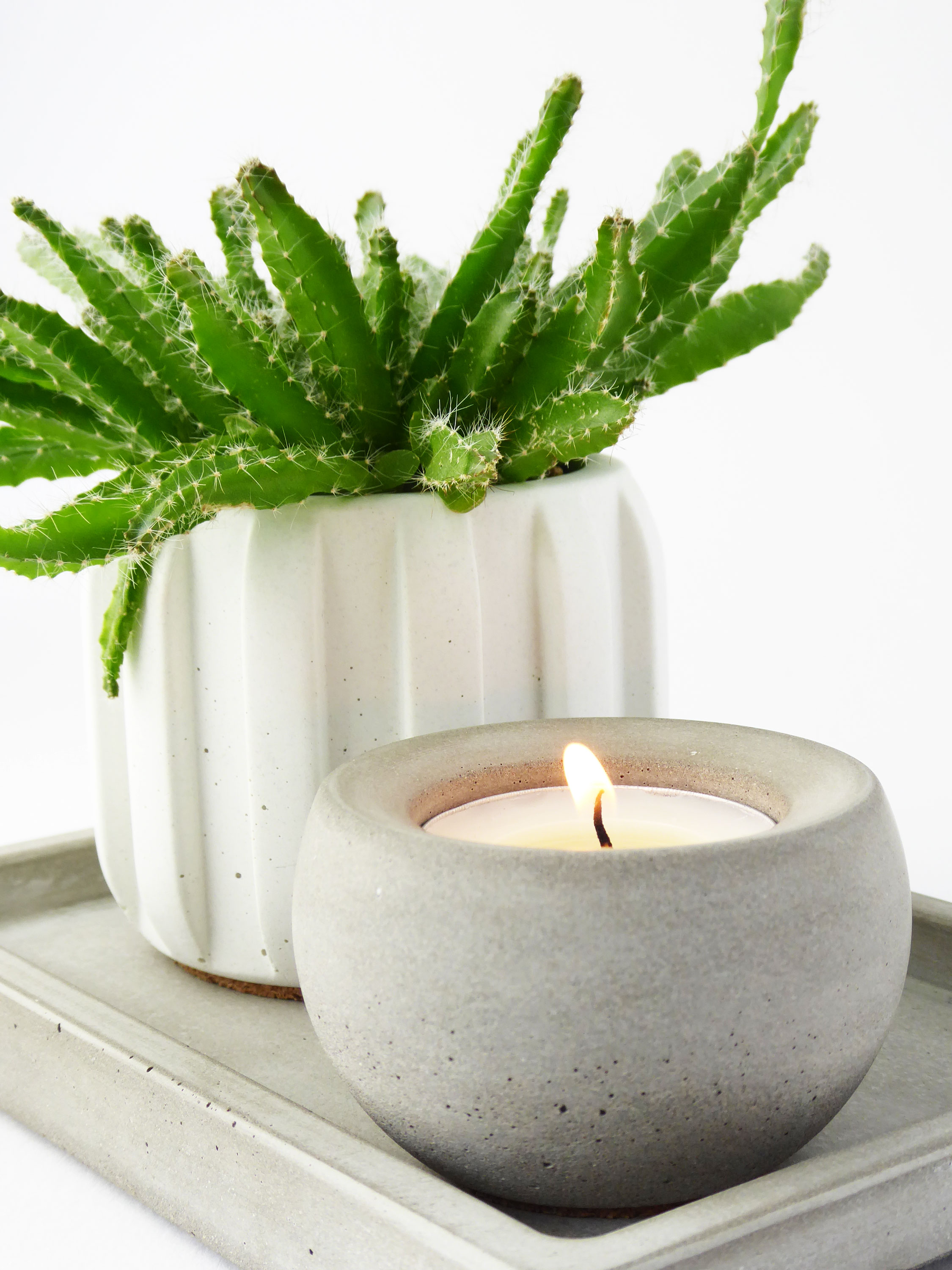 Gift set of 3 concrete tealight holders