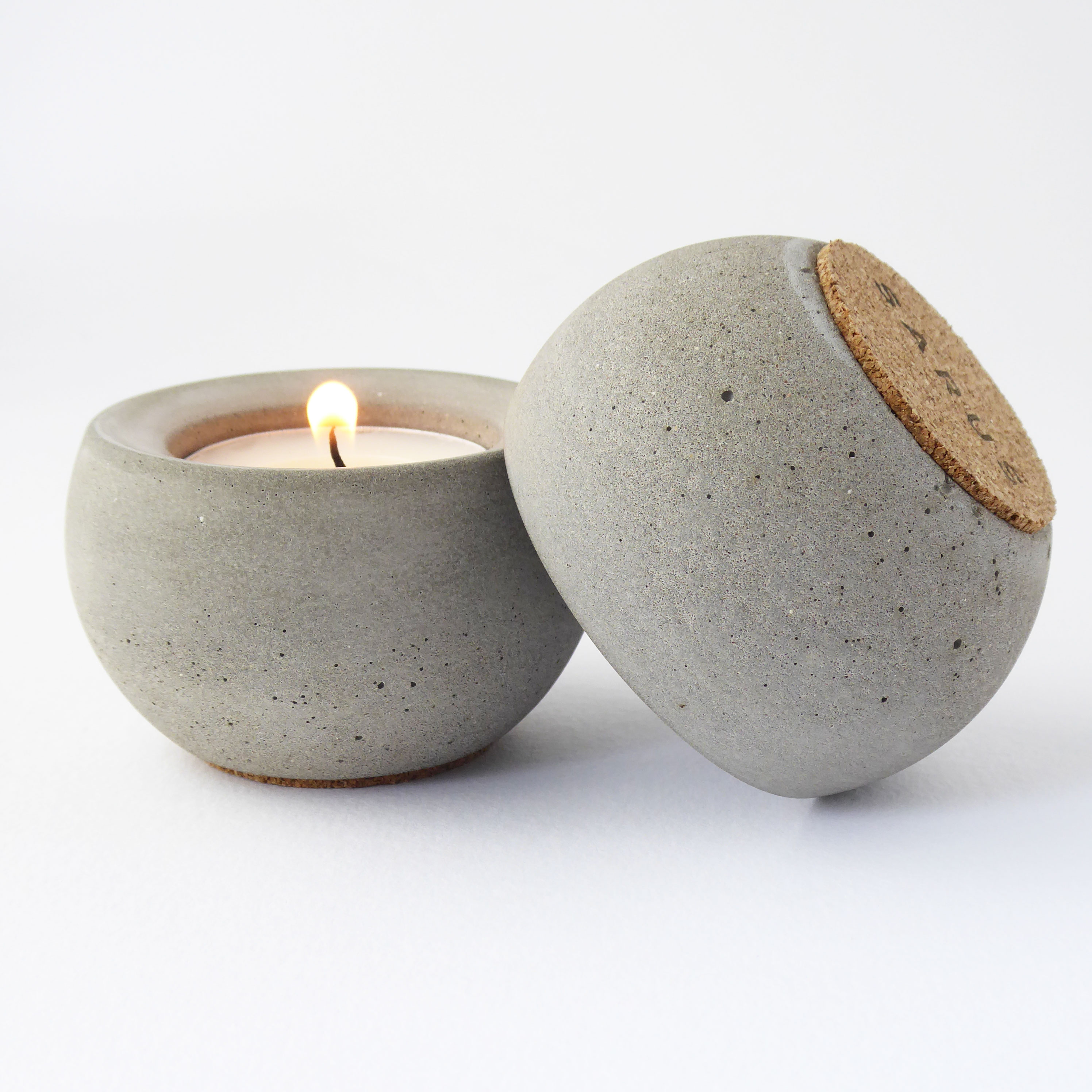 Gift set of 3 concrete tealight holders