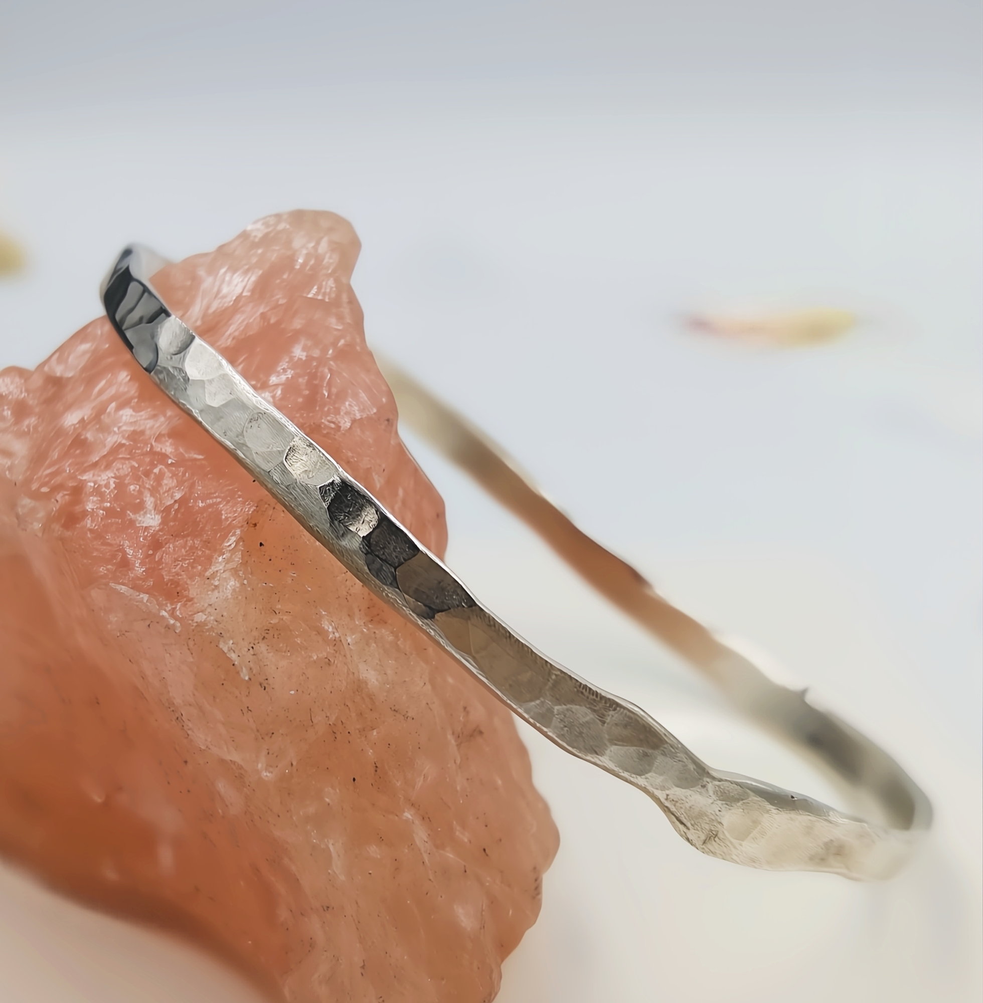 Recycled Sterling Silver Hammered Bangle – 6.5cm Diameter