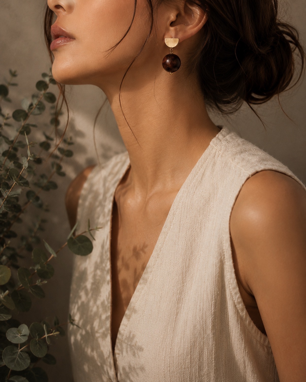 Full Moon - Wooden Ball Earrings