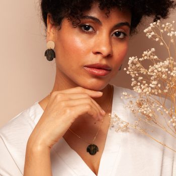 Bloom Deco Green Marble Earrings on Gold Plated Studs