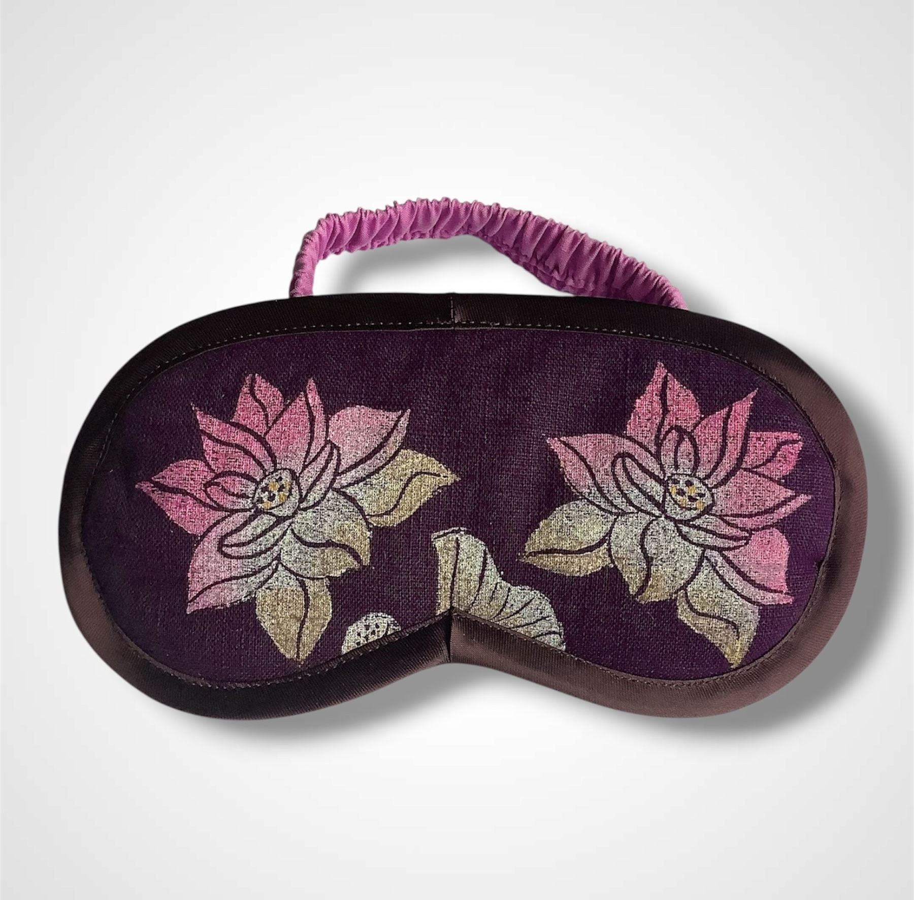 Purple Linen Lotus Flower Lavender Eye Mask