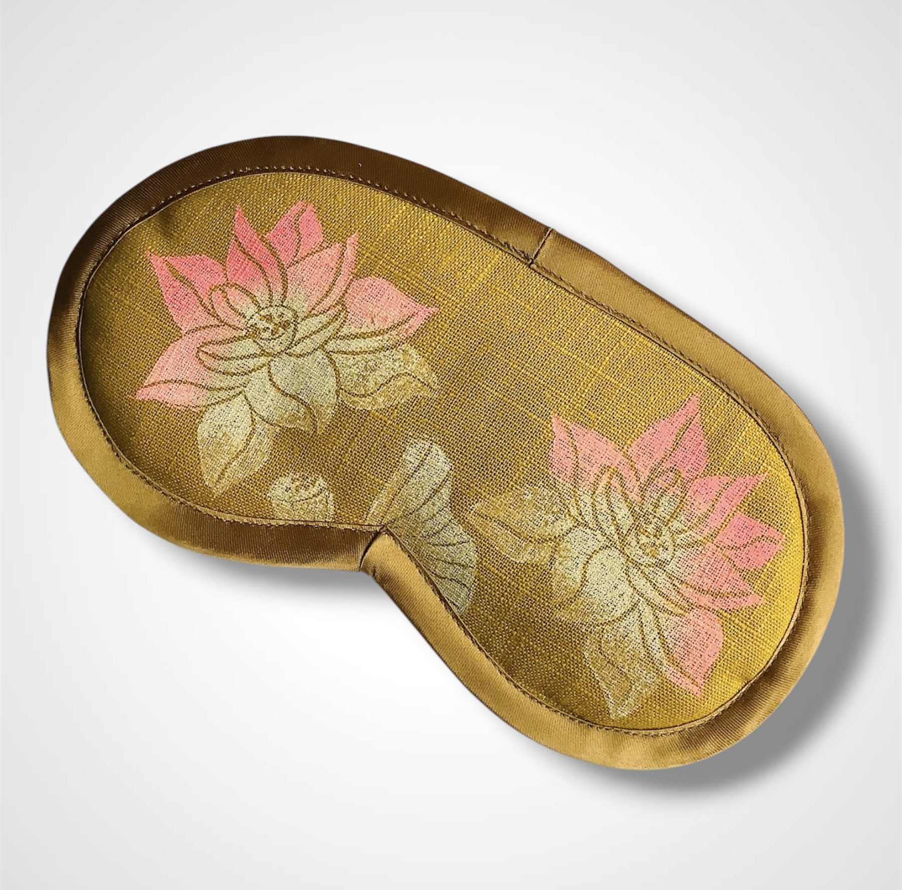 Yellow Linen Lotus Flower Lavender Eye Mask