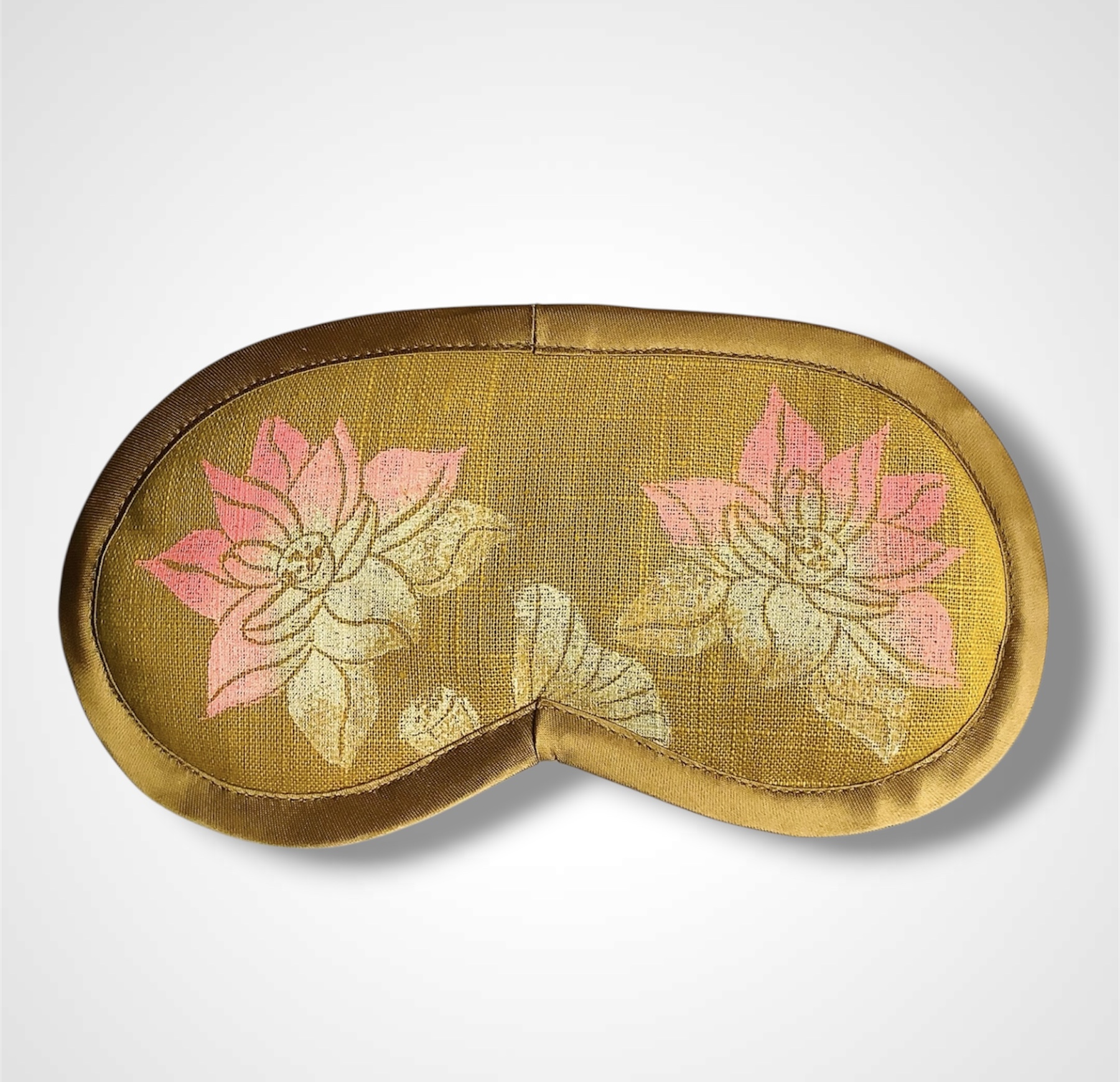 Yellow Linen Lotus Flower Lavender Eye Mask