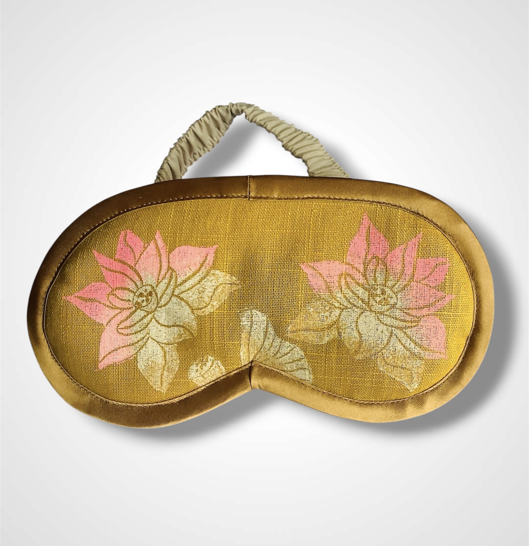 Yellow Linen Lotus Flower Lavender Eye Mask