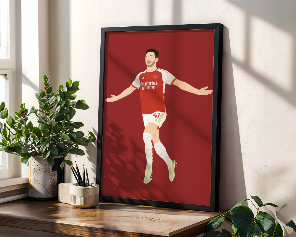 Declan Rice Art Print - Hand-Drawn Football Wall Art