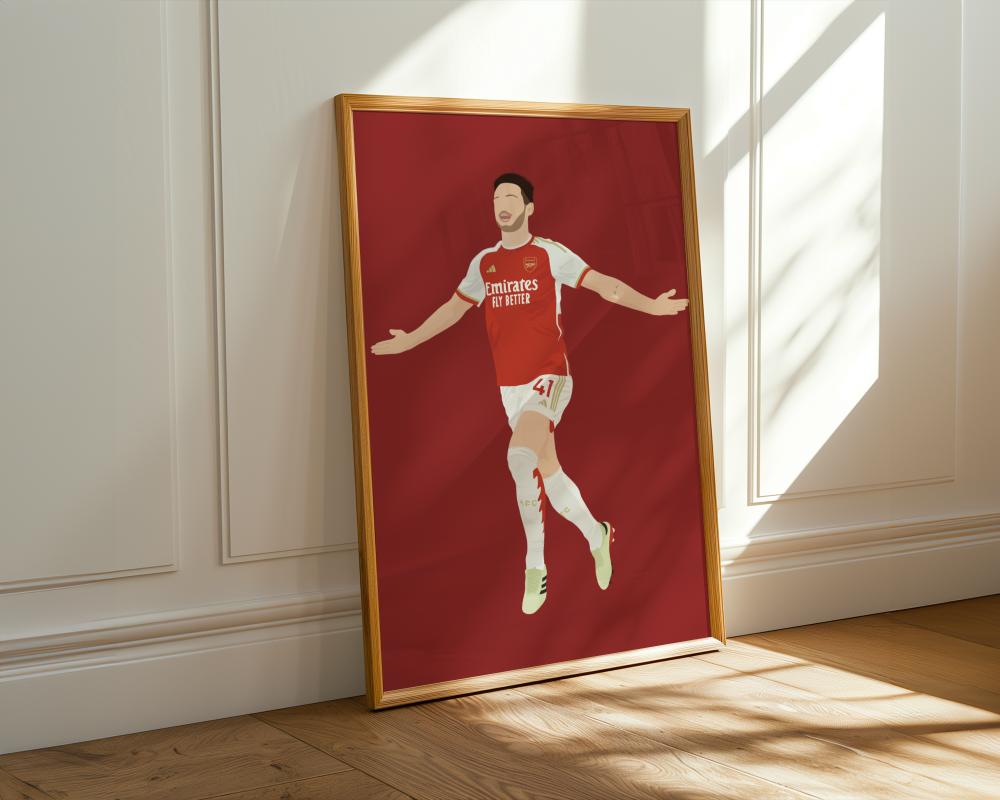 Declan Rice Art Print - Hand-Drawn Football Wall Art