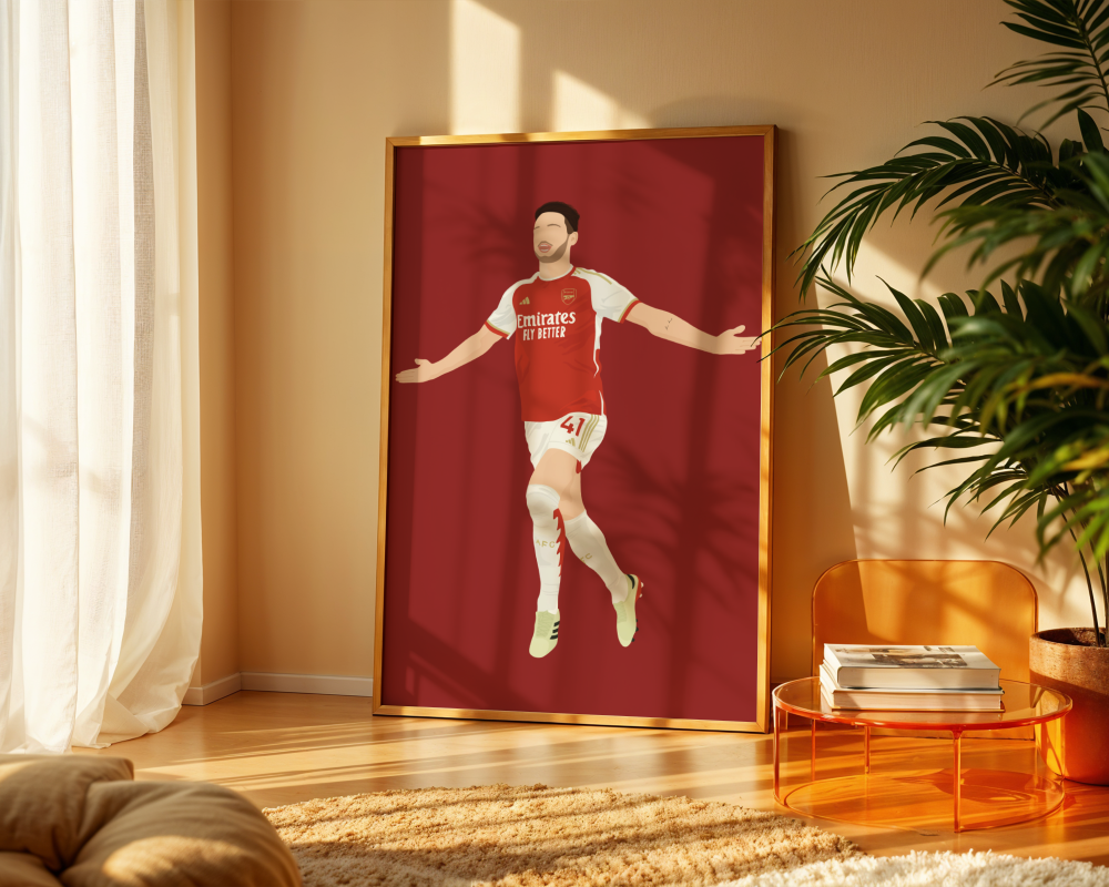 Declan Rice Art Print - Hand-Drawn Football Wall Art