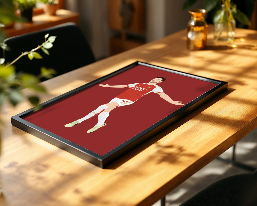 Declan Rice Art Print - Hand-Drawn Football Wall Art