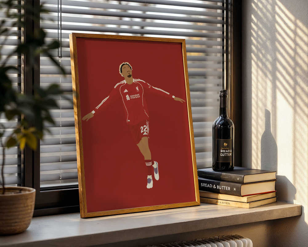 Hugo Ekitike Art Print - Hand-Drawn Football Wall Art
