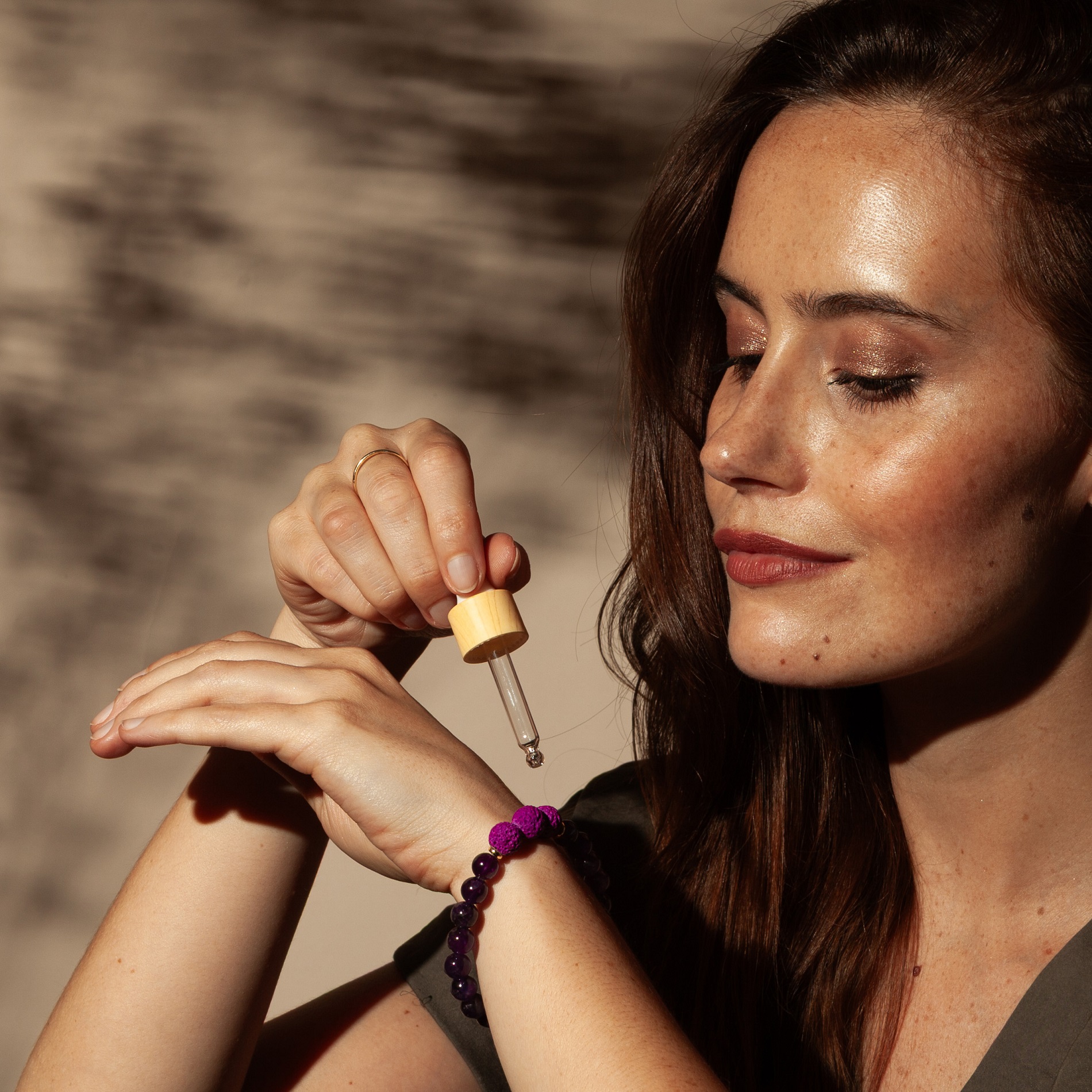 Calm Amethyst Lava Bead Aromatherapy Bracelet