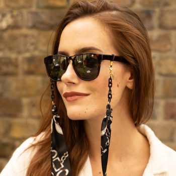 Sabine Black Chain Print Fabric Paperclip Glasses Chain