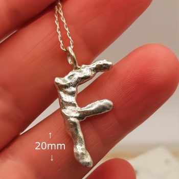 Molten Sterling Silver F Pendant Necklace