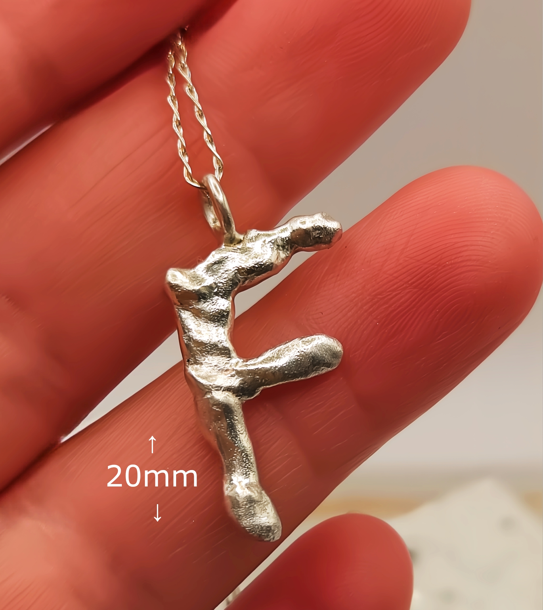 Molten Sterling Silver F Pendant Necklace