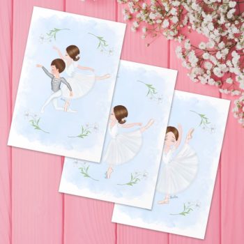 Handcrafted Greeting Card Theme Ballet Giselle - Set of 3 cards