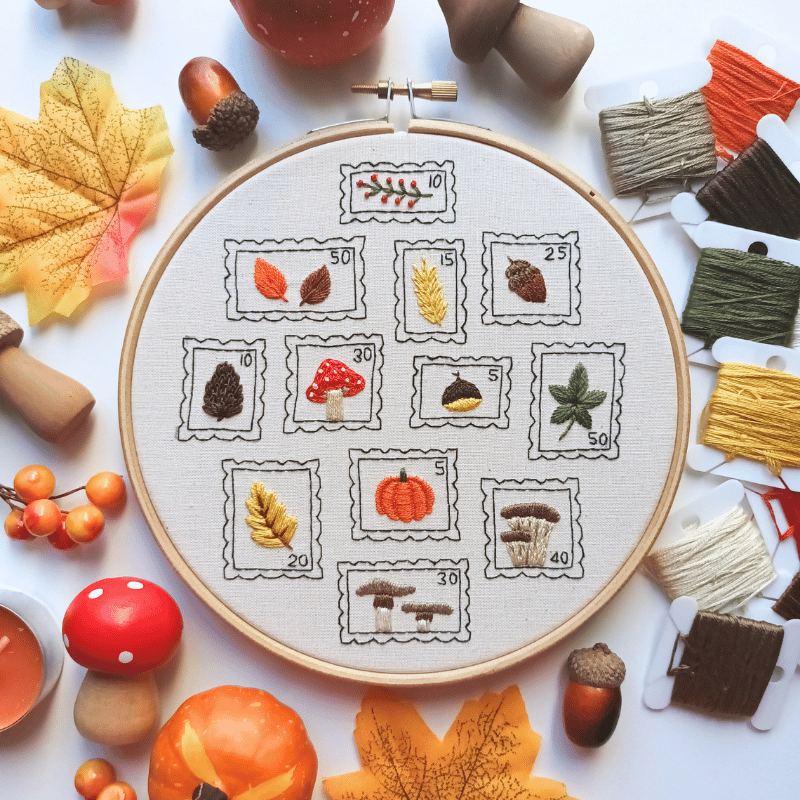 DIY embroidery kit for beginners - Fall stamps